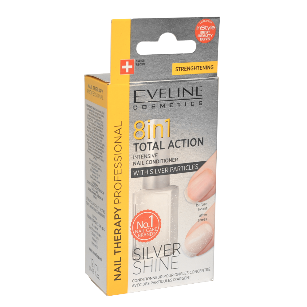 Эвелин нейл. Eveline 8 в 1 Здоровые ногти Silver Shine.