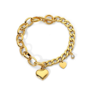 Armband med hjärthänge och oval kedja